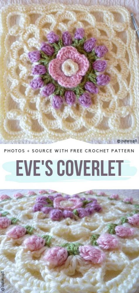 Flower Projects, Granny Square Crochet Patterns Free, Crocheted Flowers, Crochet Motif Patterns, Crochet Blocks, Haken Baby, Crochet Square Patterns, Granny Squares Pattern, Granny Square Crochet Pattern