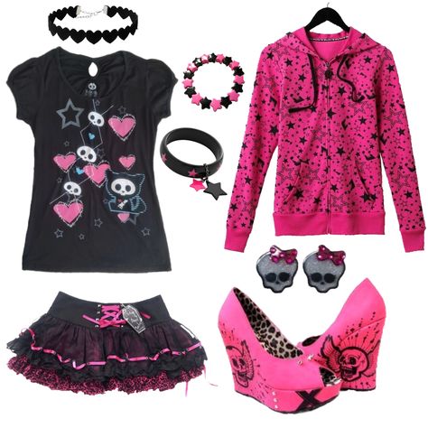 Pink Scene Fashion, Summer Scene Outfits, Pink Scene Outfits, Slay Clothes, Warped Tour Outfit, Scene Girl Outfits, Scene Fits, Scene Skirt, Pink Jeans Outfit