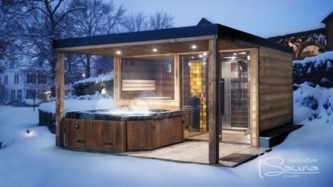 Porch Projects, Sauna Building, Hot Tub Pergola, Sauna Hot Tub, Casa Hobbit, Sauna Ideas, Hot Tub Gazebo, Shower Outdoor, Sauna Diy