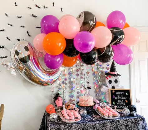 Cute Spooky Birthday Party, Halloween 9th Birthday Party, Preppy Halloween Birthday Party, Girls Halloween Party Adult, Spooky Three Birthday, Ghouls Night In Party, Spooky Princess Birthday Party, 6th Birthday Party Themes, Girls Halloween Birthday Party