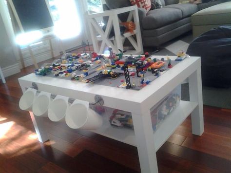 DIY Lego Table using IKEA LACK coffee table Lack Lego Table, Lego Coffee Table Diy, Dundra Activity Table Hack, Baby Boy Room Decor Ideas, Ikea Lego Table, Diy Lego Table From End Table, Ikea Lego, Ikea Latt Lego Table, Lego Tables