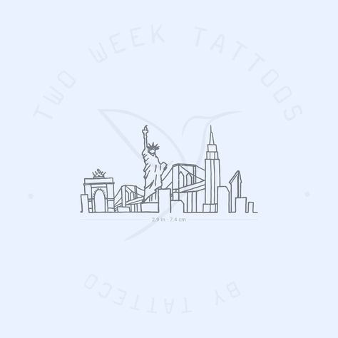 Ny Skyline Tattoo, Nyc Skyline Tattoo, Tattoo New York, Cali Tattoo, Sarah Tattoo, Skyline Tattoo, New York Tattoo, Nyc Tattoo, Color Me Mine