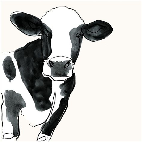 Modern Lines Cow Art Contemporary Watercolor, Barnyard Animals, Cow Art, Blue Elephants, Elegant Art, Antique Farmhouse, Laurel Foundry Modern Farmhouse, Stock Paper, Watercolor Portraits