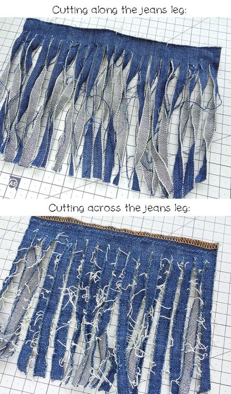 Denim Accessories Ideas, How To Make Denim Fringe, Diy Denim Fringe, Denim Diy Projects, Diy Jean Purse, Diy Denim Purse, Jeans Bags Ideas, Artisanats Denim, Diy Bags Jeans