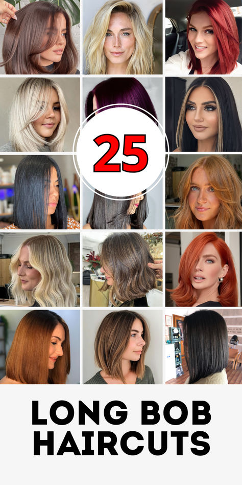 Discover 25 stylish long bob haircuts that are perfect for any look, whether you want something cute, wavy, or sleek and straight. This versatile style includes options like layered long bobs with bangs, side parts, or curtain bangs, making them ideal for women of all ages. Perfect for thick hair, fine hair, or curly textures, these long bob haircuts add shape and sophistication to any look. Long Bob With Front Layers, Long Bob A Line Haircut, Long Bob Side Part Straight, Straight Bob Haircut Side Part, Long Fringe Bob, Curtain Bangs With Bob Haircut, Long Bob With Bangs And Layers, Sleek Bob With Bangs, Long Bobs With Bangs