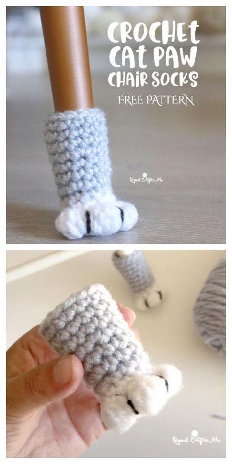 Cat Paw Chair Socks, Kat Haken, Chair Socks, Confection Au Crochet, Clothes Crochet, Kids Crochet, Crochet Simple, Pola Sulam, Fun Crochet Projects