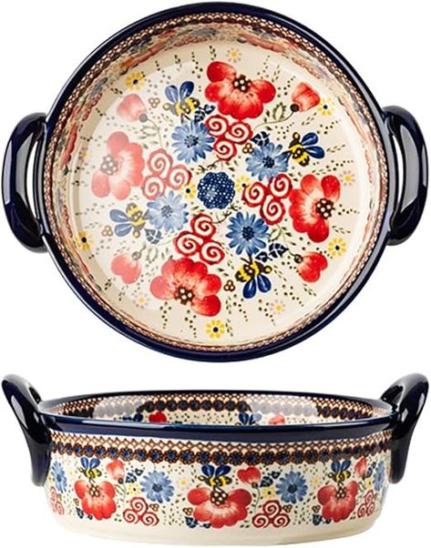 Amazon.com: Bicuzat Vintage Flowers Style Ceramic Bakeware Casserole Dish Baking Pan Lasagna Pans Baking Dish with Handles for Oven/Cooking/Kitchen-1 PCS-Red Flowers-32 OZ: Home & Kitchen Baking Dishes Ceramic, Floral Pots And Pans, Pan Lasagna, Casserole Kitchen, Lasagna Pan, Ceramic Bakeware, Bowl Ideas, Ceramic Baking Dish, Gardening Gloves