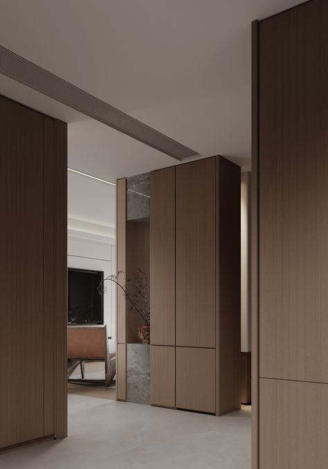 indoor :: Behance Shoe Cabinet Design, Modern Foyer, Walking Closet, Minimalist Flat, Living Area Design, Minimalist Kitchen Design, Hallway Designs, Shelving Design, Ceiling Design Bedroom