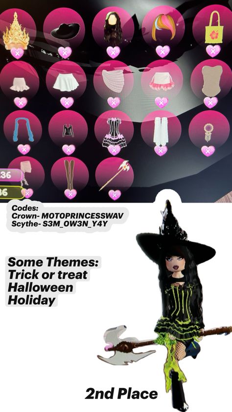 For dti themes like halloween, trick or treat and holiday Halloween Dti Theme, Dti Theme Halloween, Dress To Impress Halloween Theme, Trick Or Treat Dress To Impress, Combo Dress, Theme Halloween, Roblox Fits, Halloween Trick Or Treat, Halloween Treats