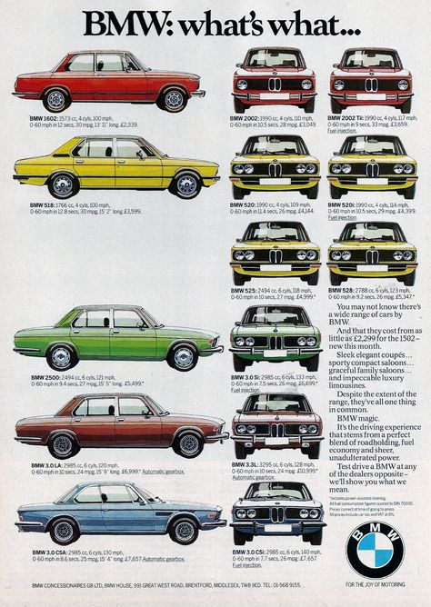 1975 BMW CAR RANGE ADVERT | Jonathan | Flickr Old Bmw, Bmw Old, Bmw Car Models, Bmw E9, Bmw Vintage, Bmw E21, Bmw Sport, Automobile Advertising, Bmw Classic Cars