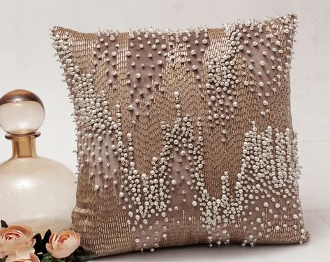 Embellished Pillows, Glamorous Decor, Beaded Pillow, Modern Pillow Covers, Modern Pillow, Contemporary Pillows, Cushion Cover Designs, Toss Pillow, Luxury Throws