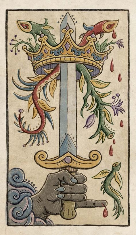 Medieval Tarot, Marseille Tarot, Vintage Tarot Cards, Ace Of Swords, Vintage Tarot, Traditional Flash, Tarot Astrology, Oracle Tarot, Tattoo Portfolio