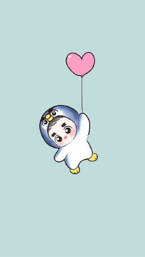 Penguin D.O🐧 Cartoon Iphone Wallpaper, Exo Drawing, Exo Cartoon, Exo Chibi Fanart, Exo Anime, Exo Stickers, Exo Chibi, Exo Art, Exo Fan Art