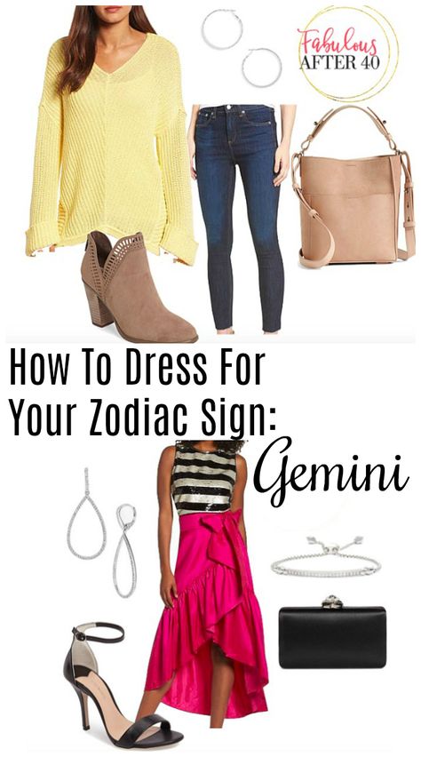 How to Dress for Your Zodiac Sign: Gemini. Gemini’s inquisitive mind and charm keep her youthful, and that should reflect in the way she dresses. Gemini Dressing Style, Gemini Style, Gemini Outfits, Gemini Fashion, Famous Dress, Gemini Woman, Picture Outfits, Fashion Over 40, Classic Outfits