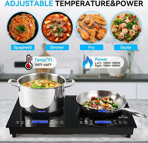 Duxtop LCD 1800W Portable Induction Cooktop 2 Burner, Built-In Countertop Burners with Sensor Touch Control, Electric Cooktop with 2 Burner, Electric Double Induction Burner for Cooking, 9720LCBI Countertop Burners, Induction Burner, Portable Cooktop, Induction Stove, Pots And Pans Sets, Electric Cooktop, Kitchen Pot, Electric Stove, Kitchen Ware