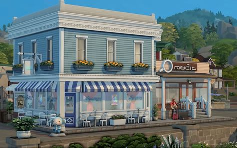 Sims4 Cafe Build, Sims 4 Book Store, Sims Retail Store, Sims 4 Boba Shop, Sims 4 Thrift Store, Sims 4 Store, Boba Tea Shop, Sims4 Ideas, Sims4 Builds