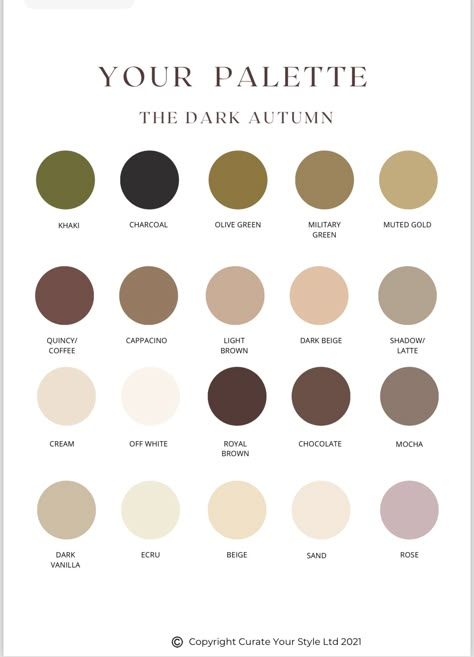 Fall Fashion Color Palette, Color Palette Deep Autumn, Dark Autumn Colour Palette, Dark Autumn Outfits Color Palettes, Deep Autumn Aesthetic, Deep Autumn Neutrals, Dark Autumn Color Palette Outfit, Deep Autumn Color Palette Outfits, Deep Autumn Outfits