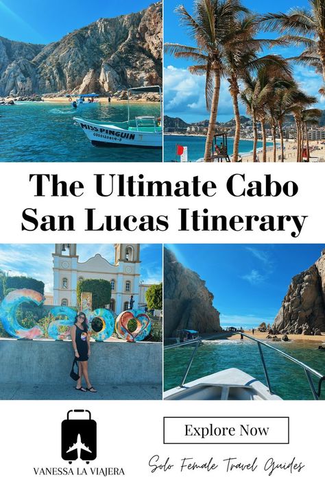 Plan your perfect getaway with this Cabo San Lucas itinerary. Discover the wonders of Cabo San Lucas with this Cabo travel guide. From stunning beaches to vibrant night life, you will experience an unforgettable trip. From where to stay in Cabo San Lucas to the best beaches in Cabo, experience Cabo San Lucas hidden gems. Click the link to get this Mexico travel guide today! Travel Cabo San Lucas, Mexico Itinerary, Solo Vacation, Cabo Mexico, Mexico Travel Guides, Solo Female Travel, San Lucas, Cabo San Lucas, Mexico Travel