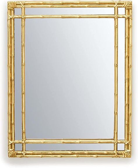 Amazon.com: Two's Company Golden Bamboo Hanging/Standing Mirror : Home & Kitchen Golden Bamboo, Bamboo Mirror, Temple Jar, Bamboo Wall, Contemporary Cottage, Bamboo Frame, Standing Mirror, Rectangular Mirror, Metal Hangers