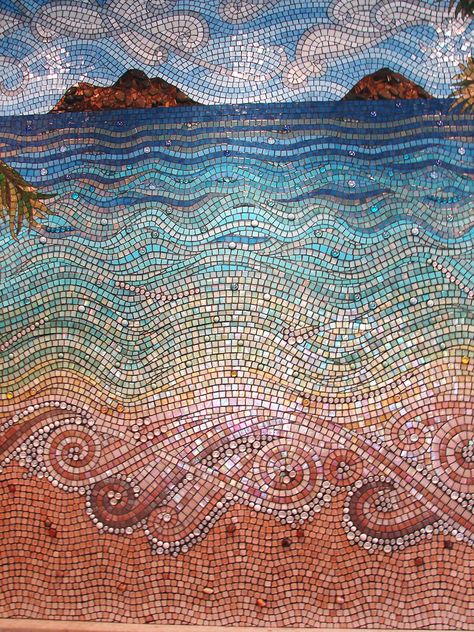 Nautical Mosaic, Mosaic Waves, Bead Mosaic, Kailua Hawaii, Mosaics Art, Dot Mandalas, Mosaic Backsplash Kitchen, Mosaic Pots, Mosaic Madness