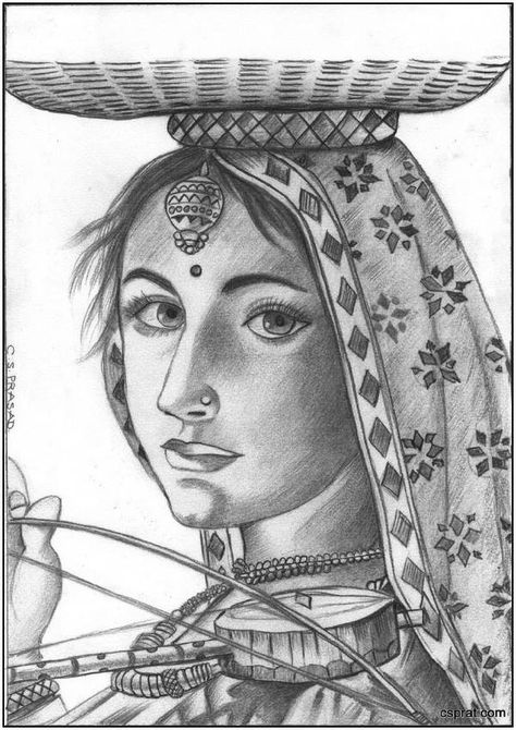 .. Rajasthani Art Pencil Sketch, Portrait Sketches Easy, Best Sketches Pencil Drawings, Pencil Portrait Drawing Easy, Portrait Art Pencil Sketch, Sketches Pencil Creative, Skecting Ideas, Pencil Sketching Ideas, Portrait Art Pencil