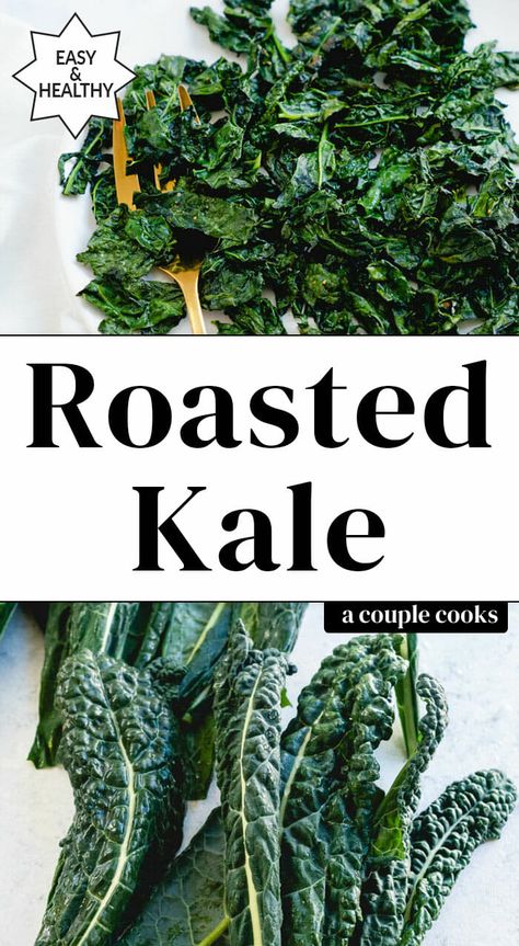 Roasted kale is a tasty, easy side dish! Baked until tender and crispy at the edges, it's quick to make and a total crowd pleaser. #kale #roasted #kalerecipe #roastedkale #sidedish #easyside #healthysidedish Roasted Kale Recipes, Side Salad Dishes, Roasted Eggplant Pasta, Roasted Kale, Cold Dip Recipes, Side Dishes For Salmon, Baked Kale, Winter Salad Recipes, Salad Dressing Recipes Healthy