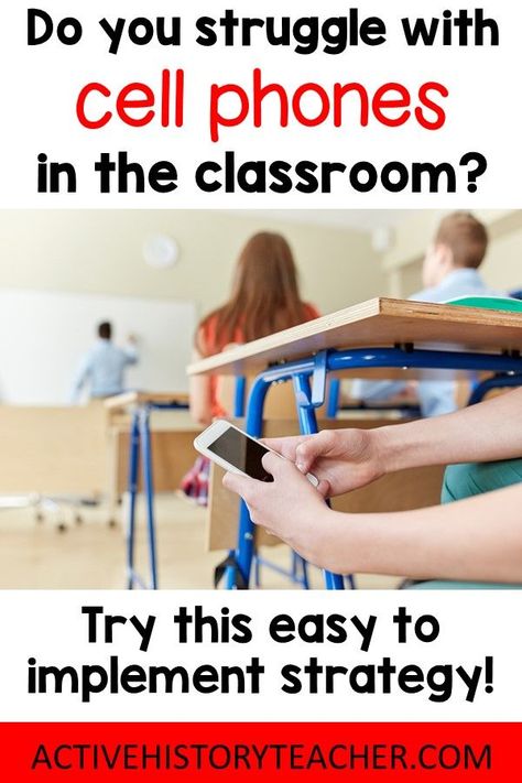 Cell phones in the classroom can be a blessing and a curse!  After asking my student to put their phones away a million times, I came up with this quick strategy that has really made a huge difference.  No phone jails or phone pockets needed!  #activehistoryteacher #phonebreak #historyteacher #highschoolteacher Middle School Cell Phone Policy, Cell Phones In The Classroom, Phone Jail Ideas, Cell Phone Classroom Management, High School Phone Policy, No Cell Phone Sign Classroom, Cell Phone Jail For Classroom, Classroom Cell Phone Policy, Cell Phone Policy High School