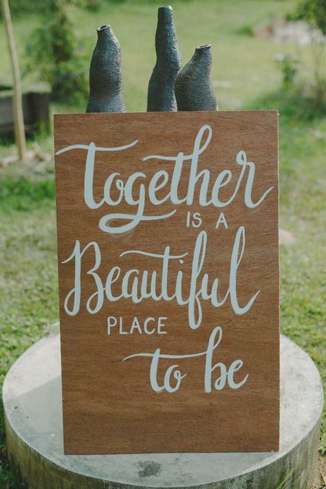 . “The best thing to hold onto in life is each other” – Audrey Hepburn Destination Wedding Quotes, Bridal Signs, Rustic Business Cards, Wedding Jitters, Bottle Opener Favors, Singapore Wedding, Neutral Wedding Colors, Rustic Wedding Inspiration, Event Signage