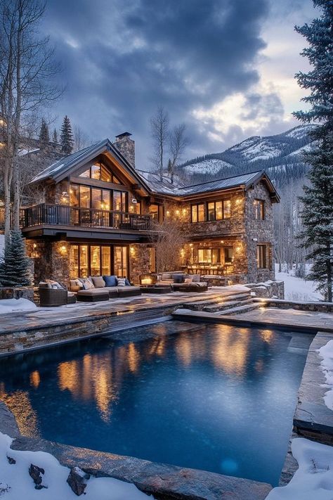 "🏔️❄️ Retreat to the majestic mountains of Aspen, Colorado! Perfect for skiing, cozy lodges, and breathtaking snowy landscapes. ⛷️🏠 #AspenRetreat #MountainEscape #WinterWonderland" Aspen Colorado Winter, Aspen Lodge, Dream House Bedroom, Mountain Dream Homes, Cozy Lodge, Courtyard Landscaping, Cabin Aesthetic, Cabin Inspiration, Colorado Ski