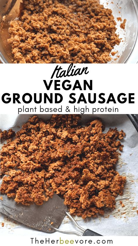 Vegan Italian Sausage Recipe, Plant Based Diet Breakfast, Vegan Sausage Recipe, Tvp Recipes, Ground Sausage Recipes, Vegan Tacos Meat, Vegetarian Substitutes, Veggie Sausage, Vegan Plant Based