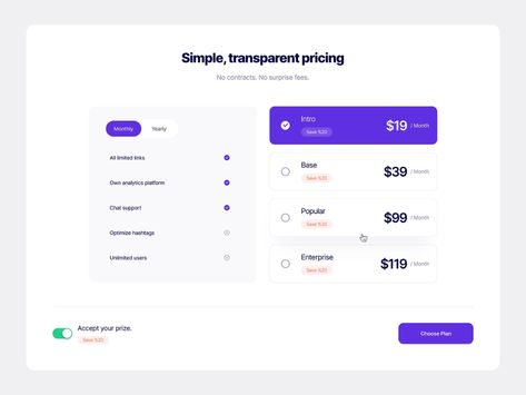 Pricing Section 02 by Erşad Başbağ for Flowbase on Dribbble Table Infographic Design, Website Design Pricing, Web Design Pricing, Section Design, Plant App, Ui Website, Card Ui, Planning App, Pricing Table