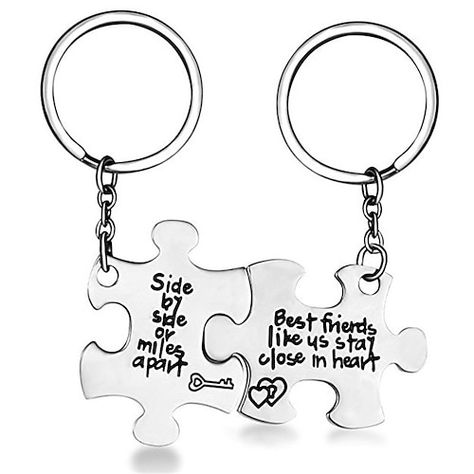 Friends Keychain, Puzzle Piece Necklace, 2 Best Friends, Miles Apart, Cheap Necklaces, Bff Necklaces, Best Friend Necklaces, Heart Key, Friendship Necklaces