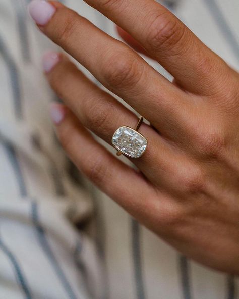 Elongated Cushion Cut Engagement Ring, Engagement Ring Bezel, Cushion Cut Moissanite Engagement Ring, Moissanite Engagement Ring Cushion Cut, Cushion Cut Solitaire, Elongated Cushion Cut, Cushion Engagement Ring, Bezel Engagement Ring, Elongated Cushion