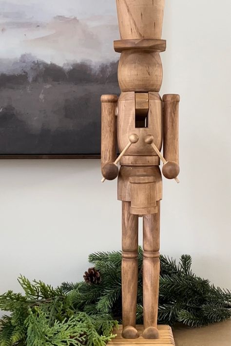 Stained Nutcracker, Wooden Nutcrackers Diy, Wood Nutcracker Diy, Neutral Nutcracker, Nutcracker Ideas, Diy Nutcracker, King Nutcracker, Wood Nutcracker, Nutcracker Decor