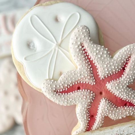 Coastal Cookies, Beach Themed Cookies, Ocean Cookies, Shell Cookies, Sugar Cookie Decorations, Under The Sea Cookies, Sand Dollar Cookies, Seashell Cookies, Starfish Cookies