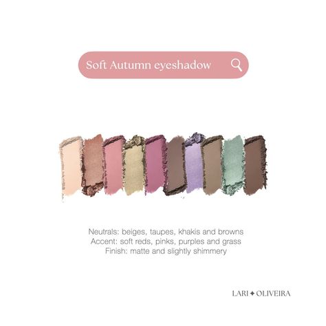 LARI OLIVEIRA | Image & Colour Consultant | Makeup suggestion for Soft Autumn 🧡🍂 #makeuplover #eyeshadow #autumnmakeup #autumncolours #colours #colouranalysis #colourpalette ... | Instagram Soft Autumn Eye Makeup, Soft Autumn Eyeshadow, Soft Summer Eyeshadow, Soft Autumn Makeup Looks, Soft Autumn Makeup, Soft Summer Makeup, Autumn Story, Muted Autumn, Soft Autumn Palette