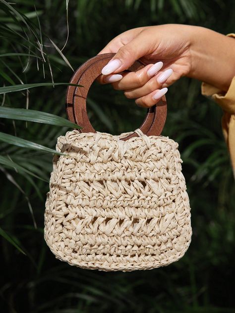 Women's Fashion Summer Holiday Style Woven Tote Bag Apricot Casual,Elegant   Paper Plain Straw Bag   Women Bags, size features are:Bust: ,Length: ,Sleeve Length: Straw Bags For Summer, Summer Holiday Style, Paper Plain, Holiday Style Summer, Wicker Bags, Woven Tote Bag, Straw Bags, Gear Bag, Holiday Style