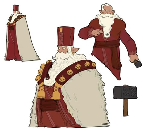 Santa Concept Art, Santa Character Design, Santa Claus Character Design, Archaeologist Character, Elf Detective, Dnd Oc, Dnd World, Santa Art, Male Character Design