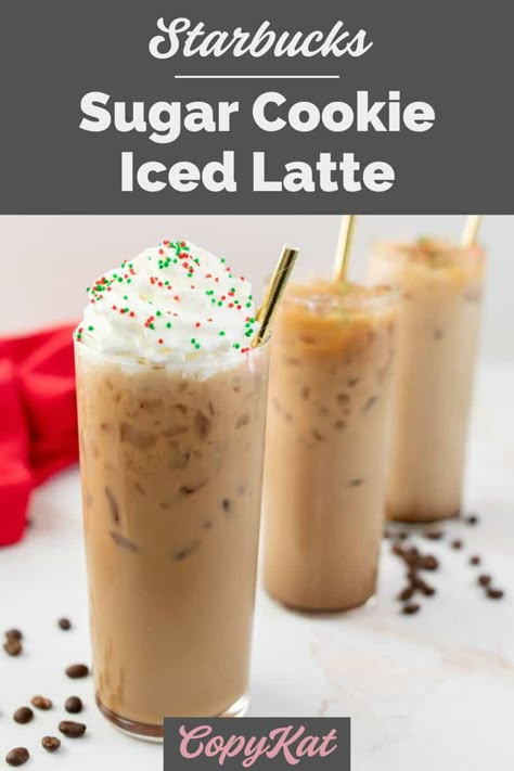 Dunkalatte Recipe, Flavored Latte Recipes, Easy Sugar Free Cookies, Iced Sugar Cookie Latte, Sugar Cookie Coffee, Sugar Cookie Syrup, Barista Drinks, Coffee Flavors Drinks, Diy Starbucks Drinks