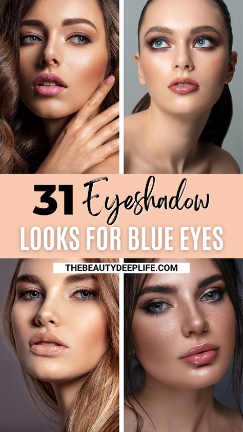 Formal Eyeshadow Looks Blue Eyes, Blue Eye Party Makeup, Makeup Ideas For Fair Skin Blue Eyes, Evening Make Up Blue Eyes, Makeup For Big Blue Eyes, Makeup For Gray Blue Eyes, Makeup Ideas For Blue Eyes Brunettes, Dark Blue Eyes Makeup Looks, Easy Eyeshadow For Beginners Blue Eyes