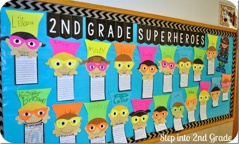 Blog Hoppin': Back to School Bulletin Board and Door Ideas 2nd Grade Hallway Display, Hero Classroom Theme, Super Hero Classroom, Superhero School, Superhero Classroom Theme, Classroom Boards, School Start, Superhero Classroom, 2nd Grade Writing