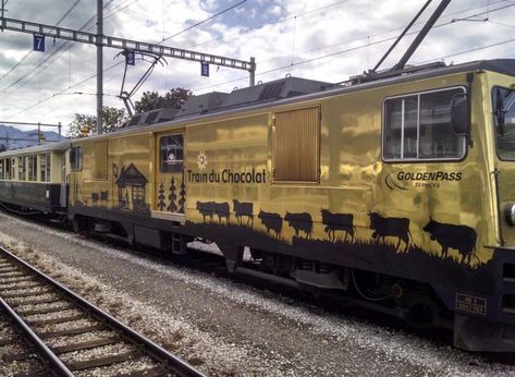 The Swiss Chocolate Train Combines Switzerland’s Best Exports — Chocolate And Cheese Chocolate Train Switzerland, Train Switzerland, Switzerland Train, Swiss Switzerland, Swiss Travel, Swiss Chocolate, Swiss Railways, Chocolate Cheese, Holiday List