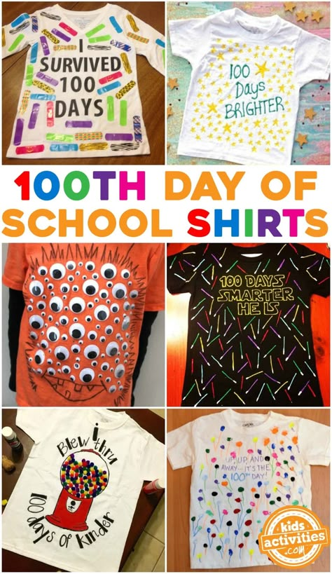 100 Days Of School Shirts, School Shirt Ideas, 100th Day Of School Shirts, 100 Day Shirt Ideas, Tulip Fabric Paint, 100days Of School Shirt, 100 Días De Clases, 100th Day Of School Crafts, Journal Guide