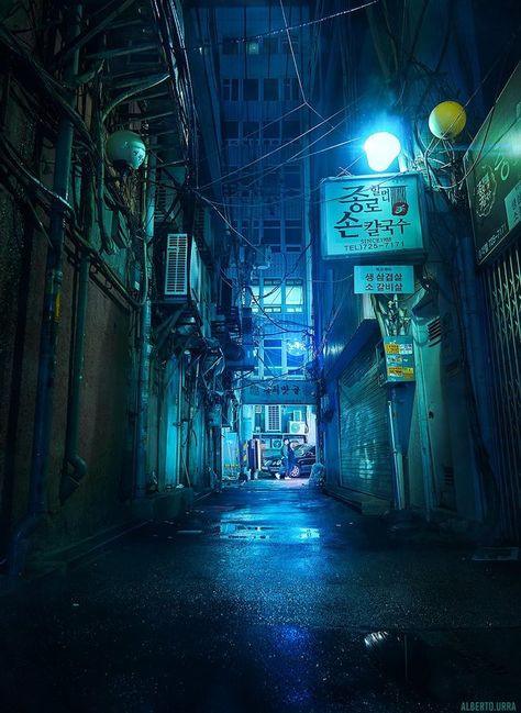 Night City Reference, Cyberpunk Back Alley, Cyberpunk Alley Concept Art, Seoul Alleyway, Cyberpunk Street Art, Seoul Alley, Alley Way Background, Gacha Backgrounds Dark, Korean Cyberpunk