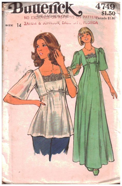 70s Sewing Patterns, 1970s Sewing Patterns, Patron Vintage, Vintage Boho Dress, Teen Dress, Vintage Dress Patterns, Butterick Pattern, Butterick Sewing Pattern, Miss Dress