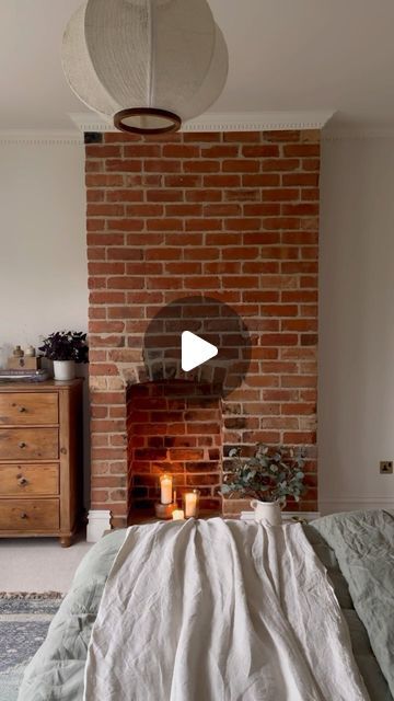 Chimney Renovation, Brick Fireplace Bedroom, Off Centre Fireplace, Plaster Over Brick, Old Brick Fireplace, Exposed Brick Fireplace, Brickslip Fireplace, Plaster Over Brick Fireplace, Exposed Brick Chimney Bedroom