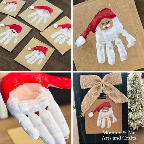 Family Handprints, Baby Christmas Crafts, Christmas Handprint Crafts, Handprint Christmas, December Crafts, Footprint Crafts, Christmas Crafts For Toddlers, Santa Crafts, Preschool Christmas Crafts