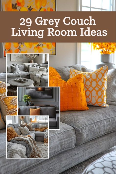 Add a splash of color to your grey couch living room with these 29 design ideas! From bold accent walls to colorful pillows and vibrant artwork, these designs bring energy and personality to a neutral space. 💫✨ #ColorfulLivingRoom #GreyCouchDecor #VibrantSpaces Sofas For Grey Living Room, Living Room Ideas Gray Sofa, Grey Couch Cushions Color Combos, What Goes With A Grey Couch, Modern Living Room Ideas Gray Couch, Color Accents For Gray Living Room, Colorful Grey Living Room, Grey Couch With Colorful Pillows, Colorful Living Room With Gray Couch