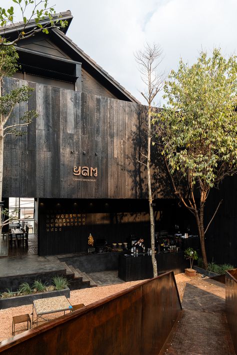 Gallery of YAM Restaurant / Sawadeesign Studio - 12 Wabisabi Architecture, Industrial Coffee Shop, Restaurant Facade, Restaurant Entrance, Sake Bar, Outdoor Restaurant Design, Restaurant Exterior, Rustic Restaurant, Restaurant Photography