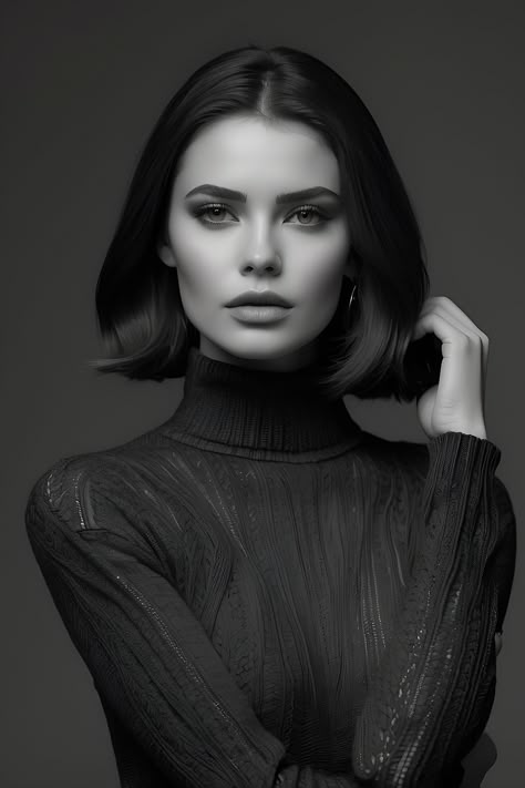 Side Profile Portrait Photography, Ceo Pictures, Female Portrait Poses, Short Dark Hair, Studio Portrait Photography, Black And White Face, Classic Portraits, Portrait Photography Women, Face Photography